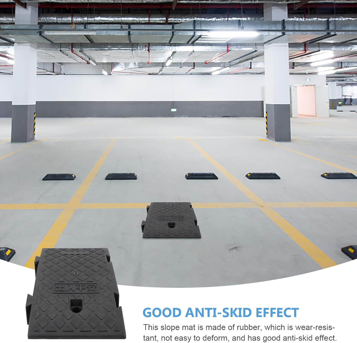 Luxshiny Rubber Curb Ramp 26x40x16 Cm Black Triangle Loading Ramp for Outdoor Vehicle Use Lightweight Threshold Slope Mat for Driveway and Truck Access