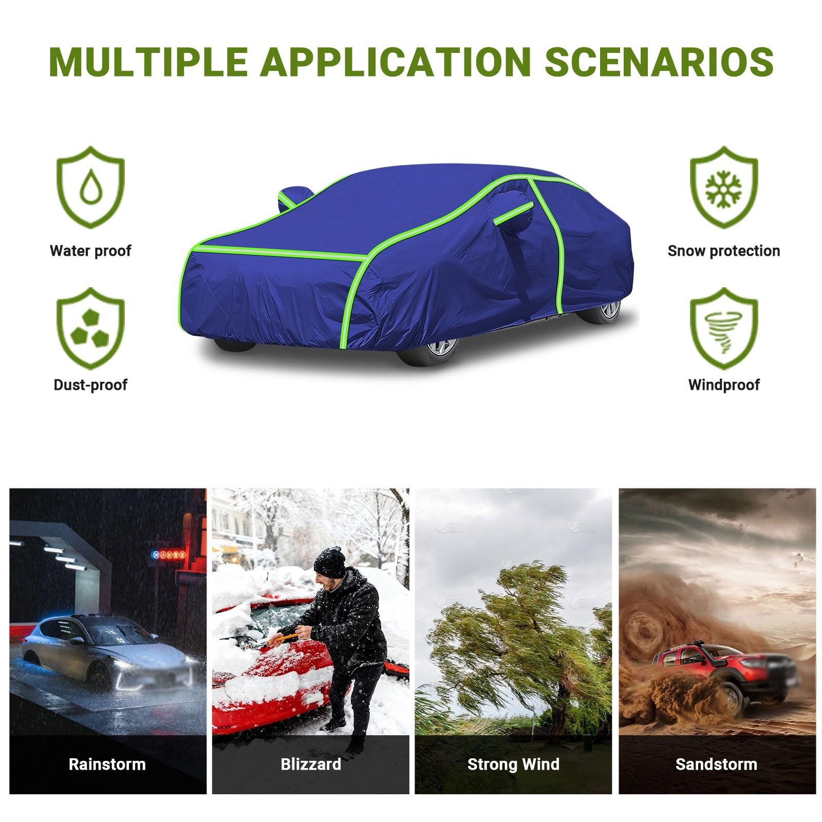 Housse de Voiture pour Dacia Duster Pro|Bâche de Voiture Toutes Saisons en Tissu Oxford,résistante Pluie,Neige,aux UV et poussière,équipée d'une Corde Coupe-Vent