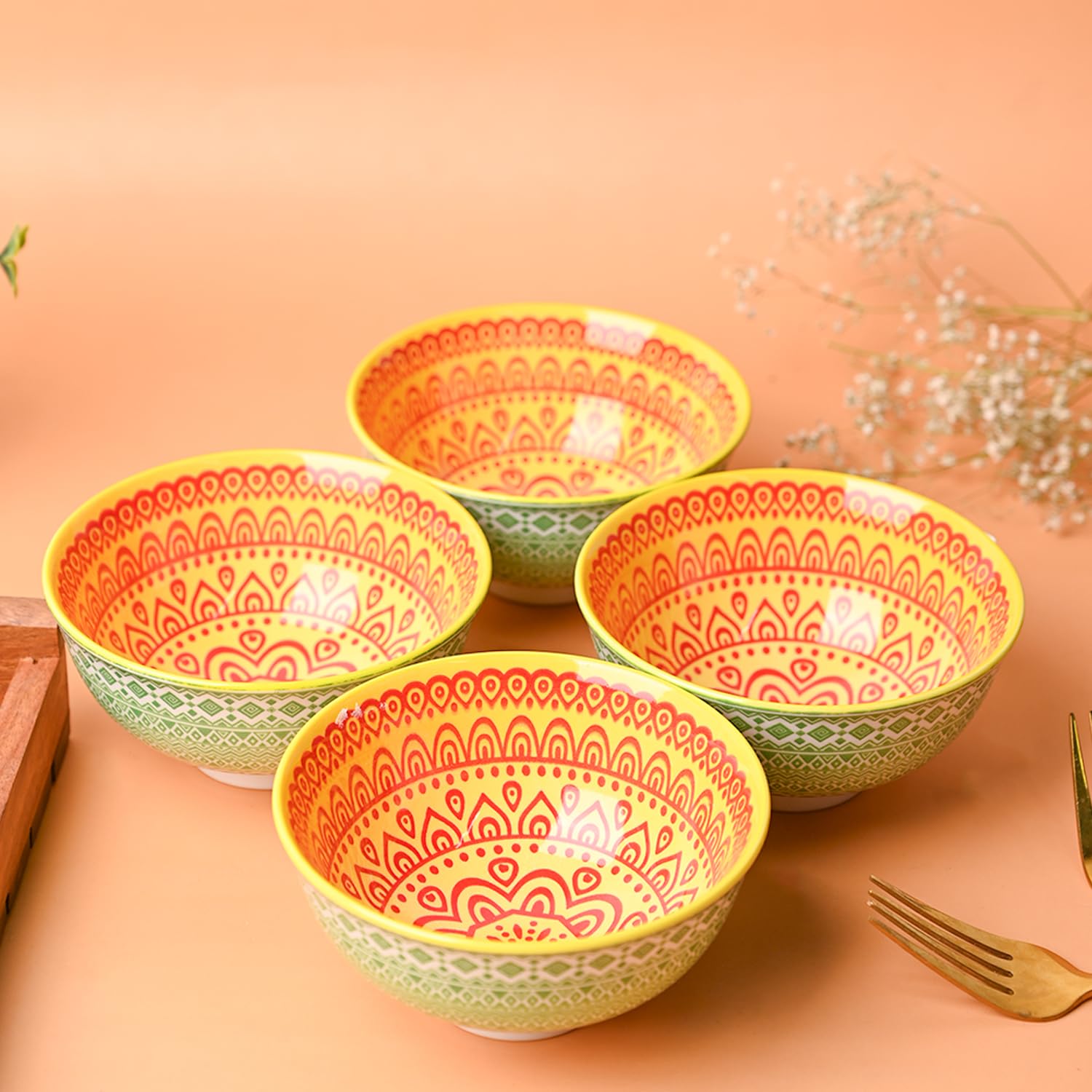 Market99 Floral Bowl Set of 4 (280Ml) | Katori | Bowls for Vegetable| Soup Bowls | Pasta Bowls | Oatmeal Bowls | Small Serving Bowl for Dining Table (B0CLRGR39C) Amazon Price History, Amazon Price Tracker