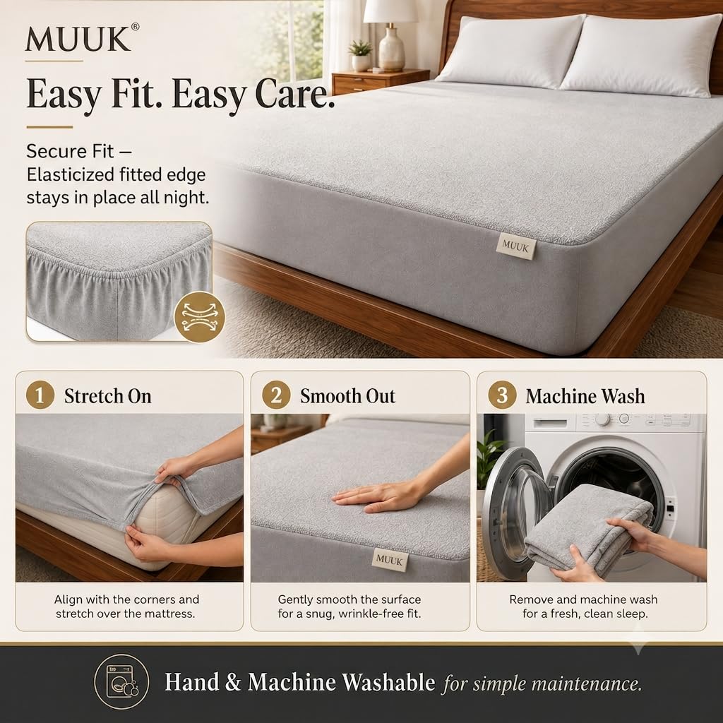 Waterproof Mattress Protector - Grey, King Size -7
