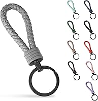 Vista 10 de SERASAR Leather Keychain [Strong] - with Additional Stainless Steel Key Ring for Small Keys - with Gift Box Rojo