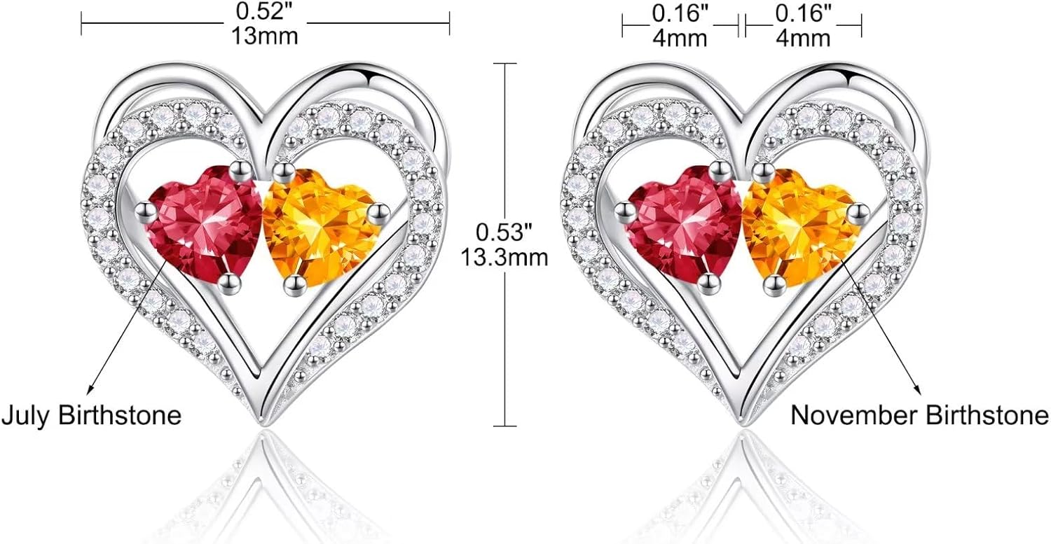Iefil Heart Earrings for Women - 925 Sterling Silver Birthstone Earrings, Anniversary Birthday Gifts for Women Wife Girlfriend Mom - Image 4