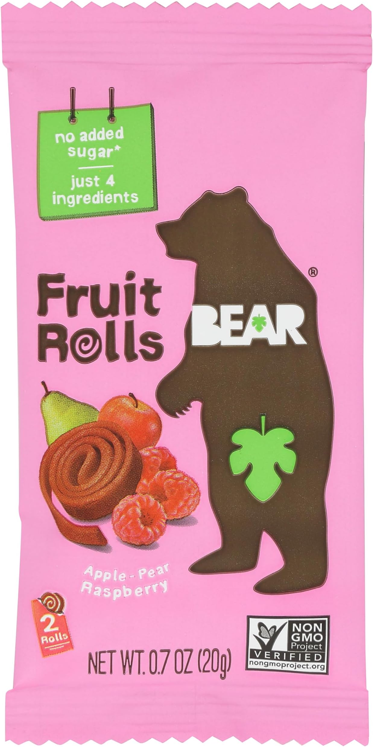 Bear Fruit Roll Raspberry Single, 0.7 oz