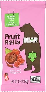 Bear Fruit Roll Raspberry Single, 0.7 oz