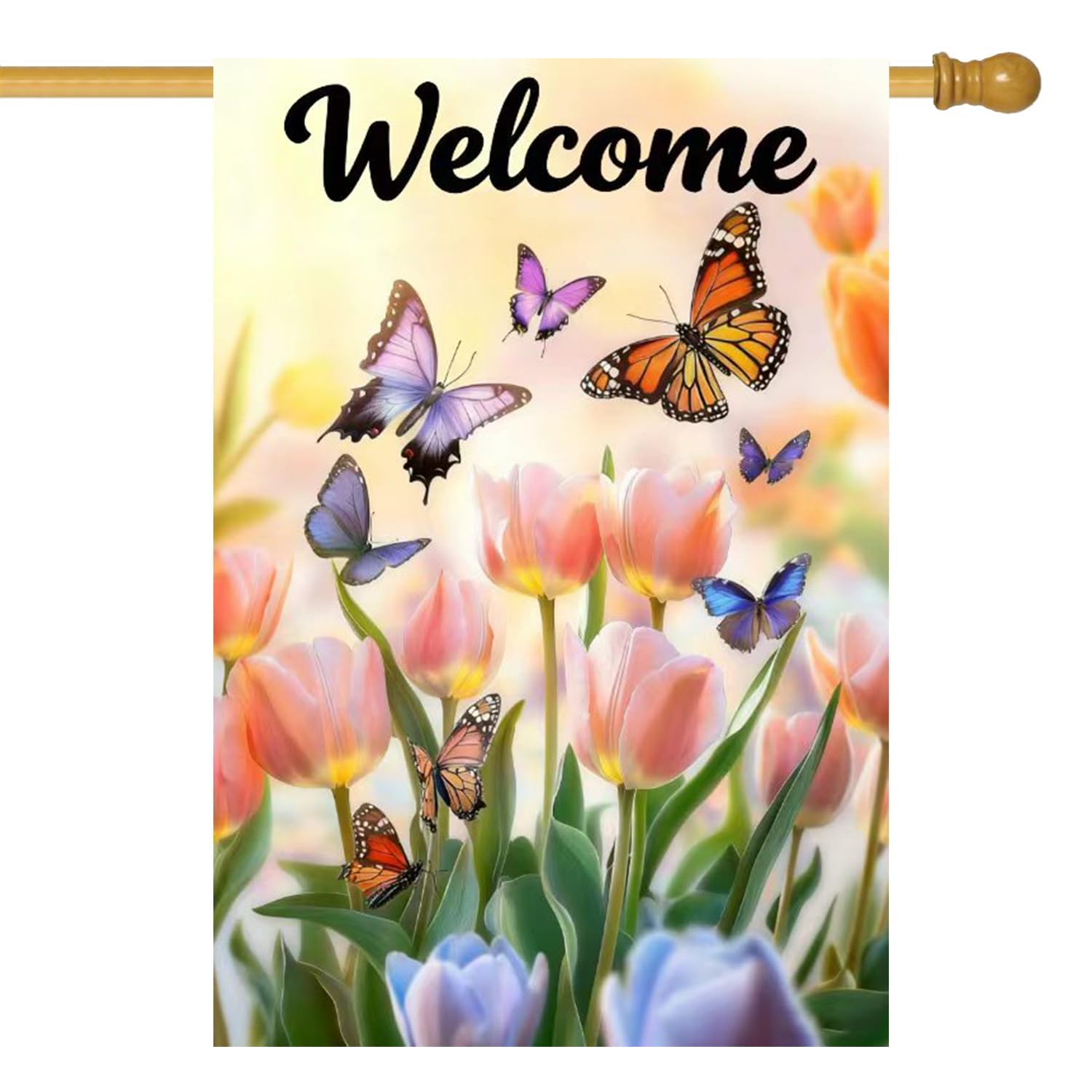 Drapeau de jardin printemps été grand format qui ne décolore pas au soleil