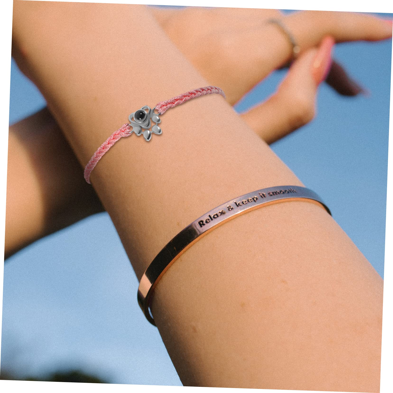 Abaodam 8 Piezas Pulsera Trenzada Cuerda Trenzada Tejida Pulseras Tejidas Envoltura Tejida De Verano Encanto Del Círculo De La Imagen Amantes Ronda Cordón De Mano Cuerda De Tela