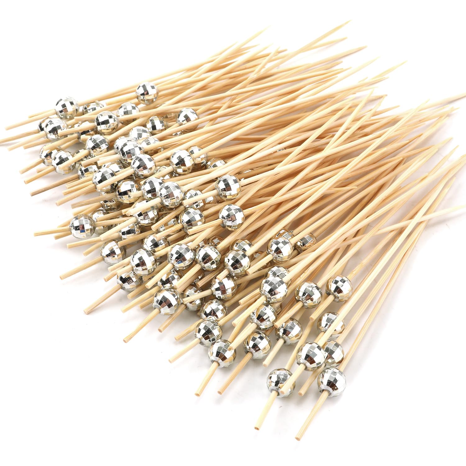 RAFIYU 200 Pezzi Stuzzicadenti Decorativi, Bastoncini da Cocktail Legno, Spiedini Finger Food, Stuzzicadenti per Feste, Stecchini Per Aperitivo per Cibo alla Griglia Frutta Bevande Torte Snack
