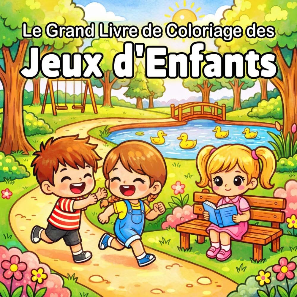 Le Grand Livre de Coloriage des Jeux d'Enfants: Aventures au Parc Sans Écrans | Dessins Kawaii aux Contours Épais pour 4–8 Ans