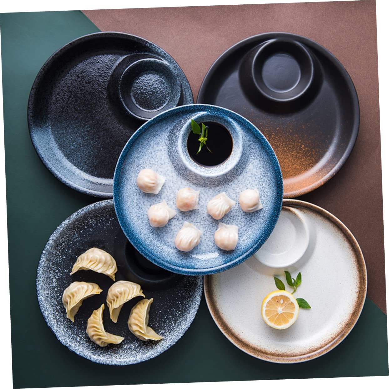 Service Plate Round Serving Platter Sauce Compartment Tray Sauce Serving Plate Chip and Dip Serving Plate Serving Dish Sushi Dipping Plate Serving Tray Round Utensil Tray Breakfast