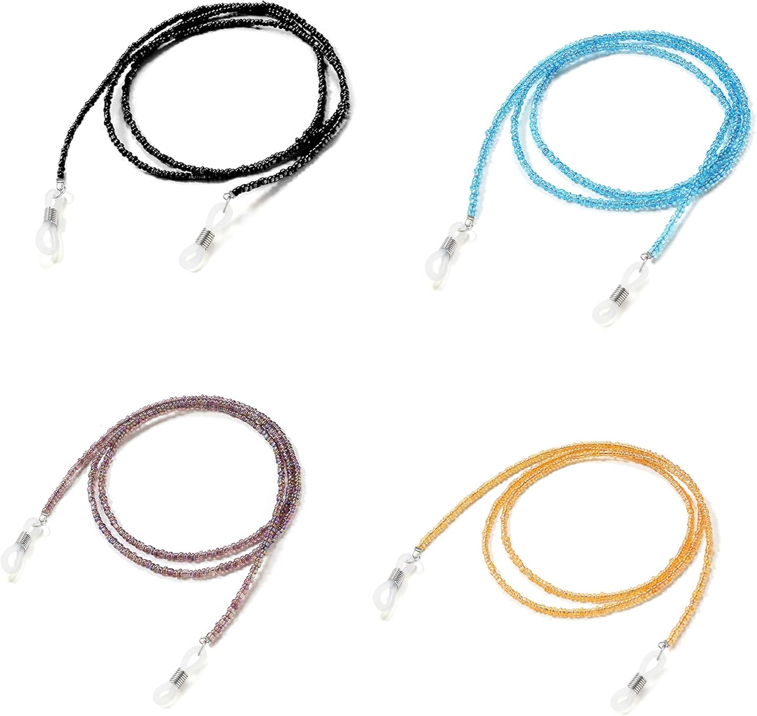 YZSZ 4 Piezas de cadena de gafas cadena de gafas mujer Cadena de Gafas Retenedor de Gafas cordón para gafas y mascarilla Fácil de cargar para Gafas Accesorios Collares Pulseras para Mujeres y Niñas