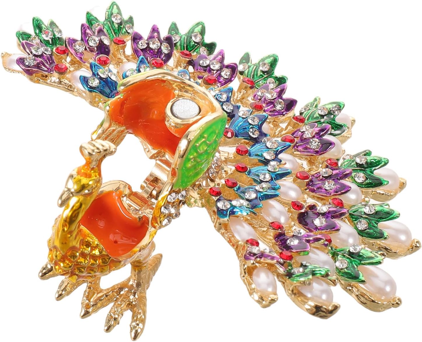 Alipis Vintage Peacock Trinket Box, Hinged Jewelry Case for Rings Earrings