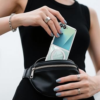 Compatible with Galaxy Z Flip 7 Case with O-Ring Stand Clear Case