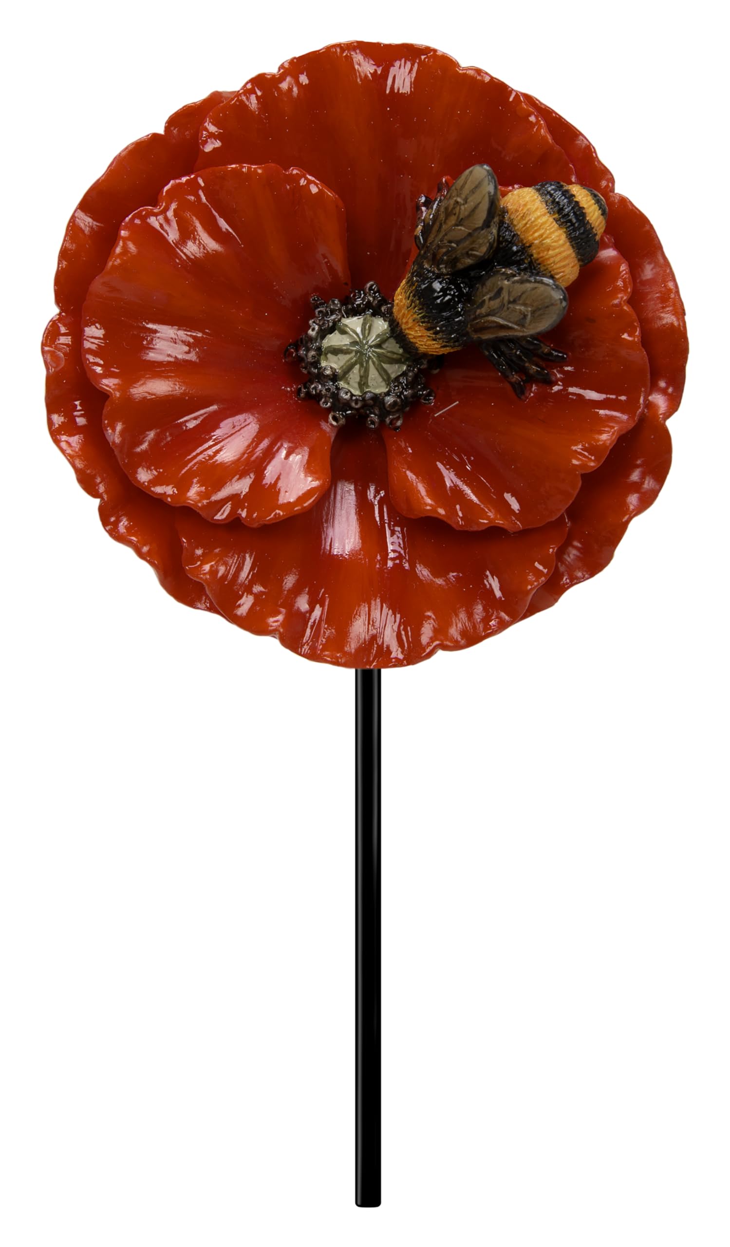 Vivid Arts Red Poppy with Bee Plant Pal – Mini Garden & Plant Pot Decoration | Indoor & Outdoor Décor