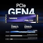 fanxiang M.2 SSD 4TB NVMe 2280 PCIe Gen4 x4 Up to 7300MB/s TLC Internal Gaming SSD, Compatible with PS5, Laptops, Aluminum Graphite Coated Copper Heatsink(S880)