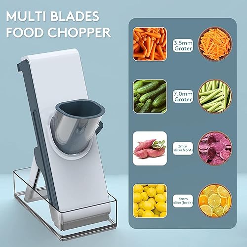 Vista 2 de Chopper Vegetable Cutter, for Potatoes,Vegetable,Meat,Onions Safe Slice Mandoline, Mandolin Julienne Slicer with Container, Thickness Adjuster Multi