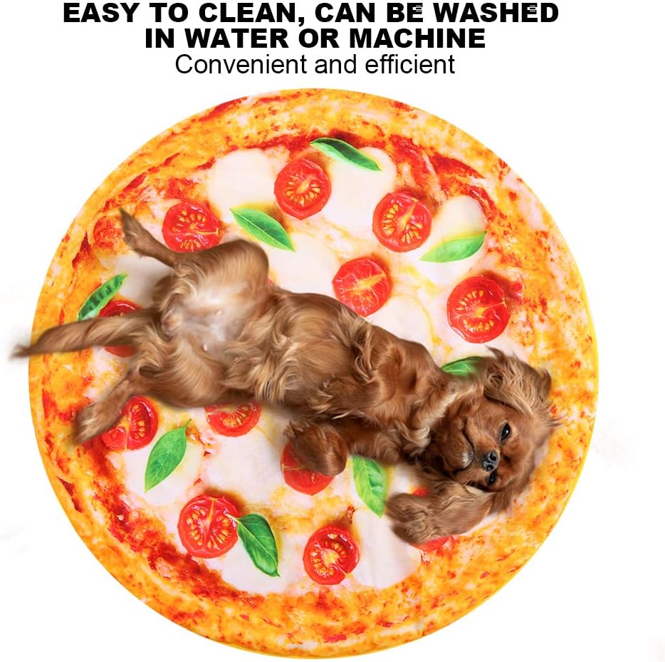 Dog Blanket, Ultra Soft Pet Bed 27.6" x 27.6" Fluffy Fleece Flannel Cat/ Dog Blanket Comfy Kennel Pad, Anti-Slip Pet Sleeping Mat, Simulation Pizza Prints Warm Blanket for Cats Dogs