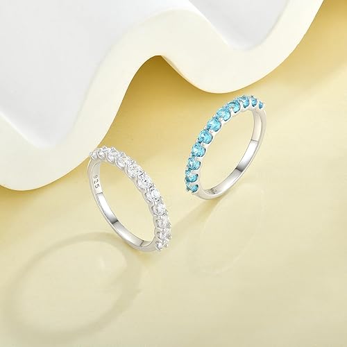 Miniatura 4 de YL Anillo apilable de plata de ley 925 para mujer, anillo de boda con piedra natal de 0.098 pulgadas, anillo de aniversario, tamaño 5