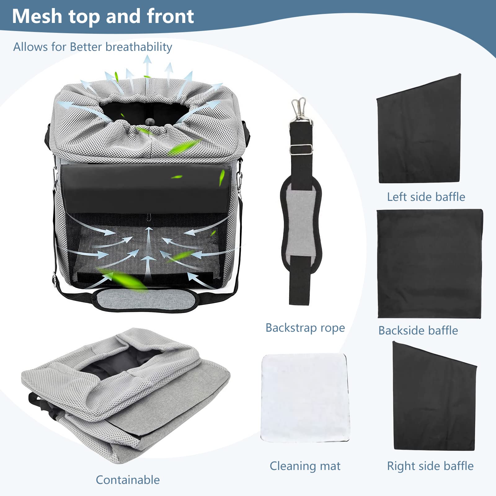 Cestino Bici Per Cani PETCUTE - Trasportino Multiuso Pieghevole Per Animali Fino A 5kg - Foto 7