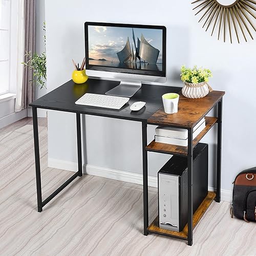 Miniatura 2 de FurnitureR Estantes Dembe 100CM Negro Marrón Escritorios