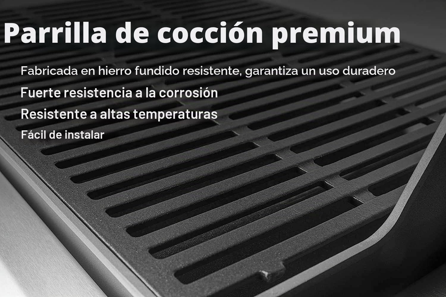 GFTIME 49.5 x 65cm Parrilla de hierro fundido Piezas de Repuesto para Weber Genesis 300 E310 S-310 E310 S320 310 (2007-2010)(Con perilla lateral)