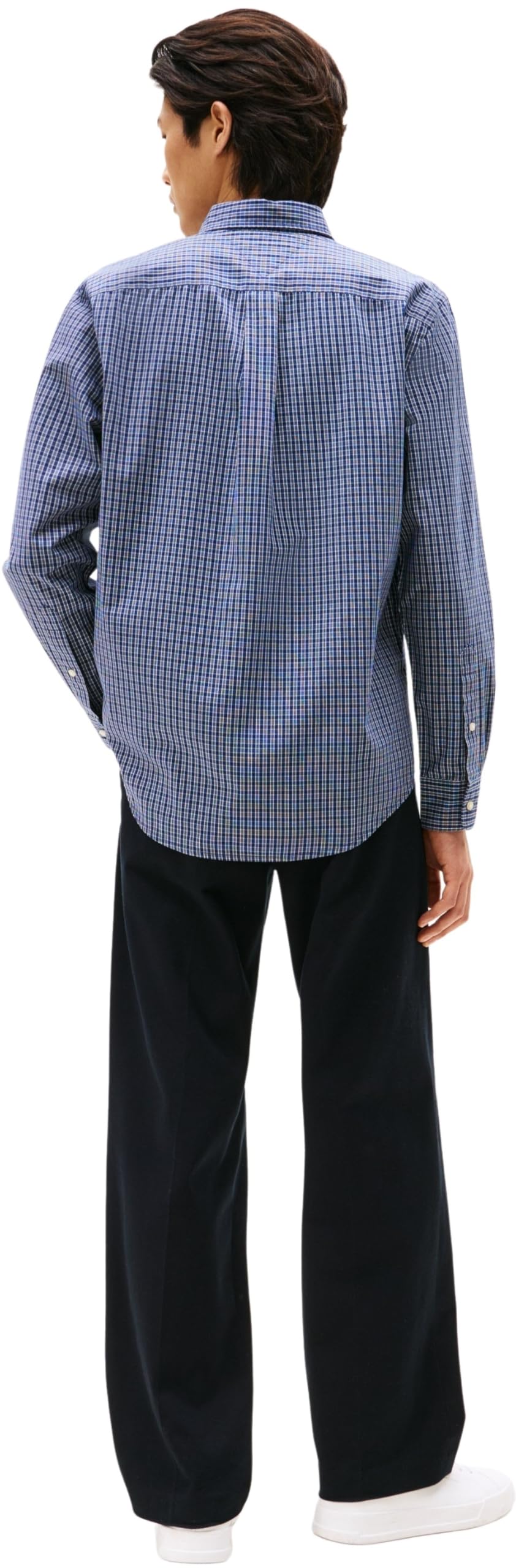 Tommy Hilfiger Uomo Camicia Flex Poplin Mini Tartan Shirt con Colletto a Punta