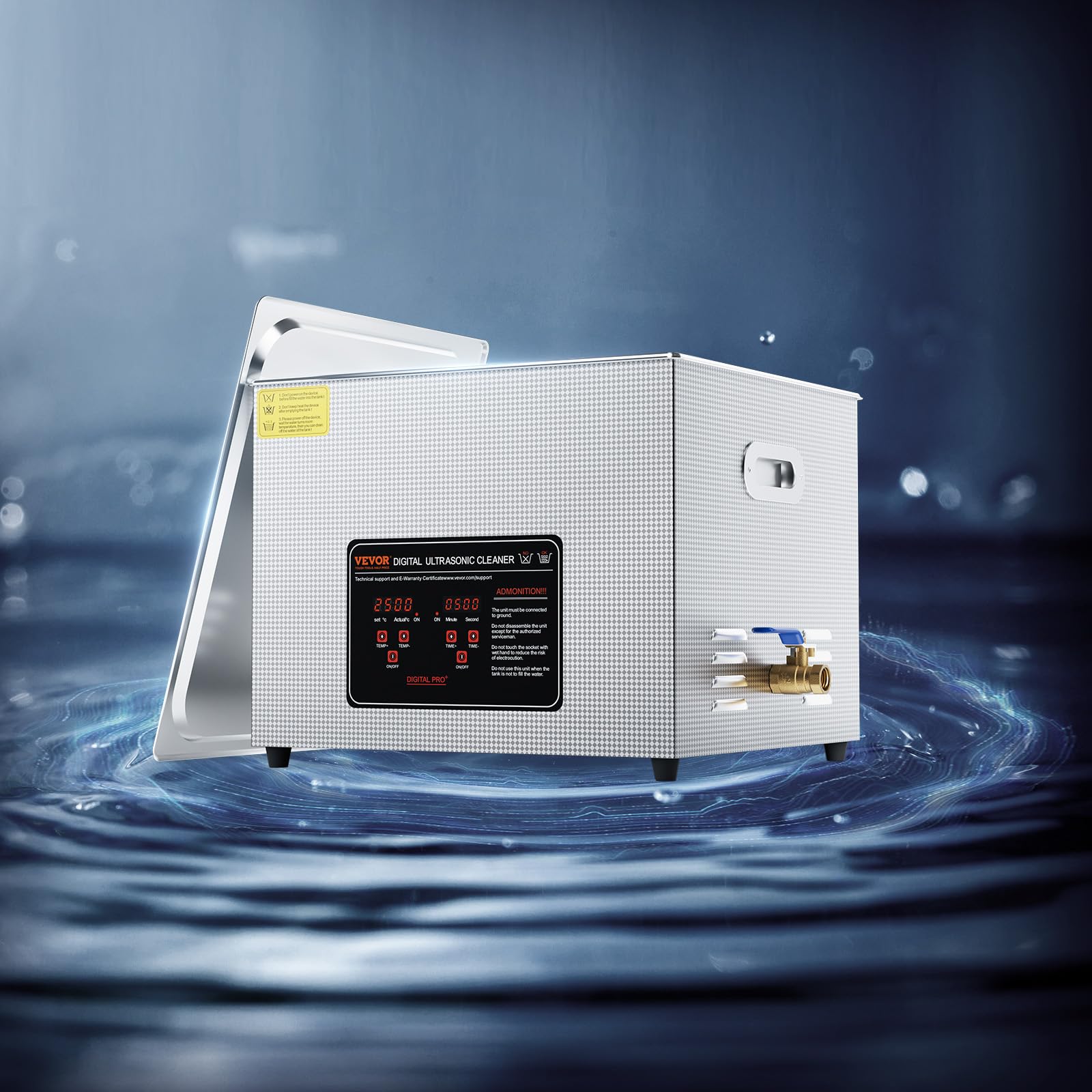 VEVOR Nettoyeur à Ultrasons Numérique 15 L, Bac Ultrasons 360 W, Appareil de Nettoyage Ultrasonique Professionnel avec Minuterie, Chauffage et Panier, pour Montres, Lunettes, Bijoux, Labo Clinique