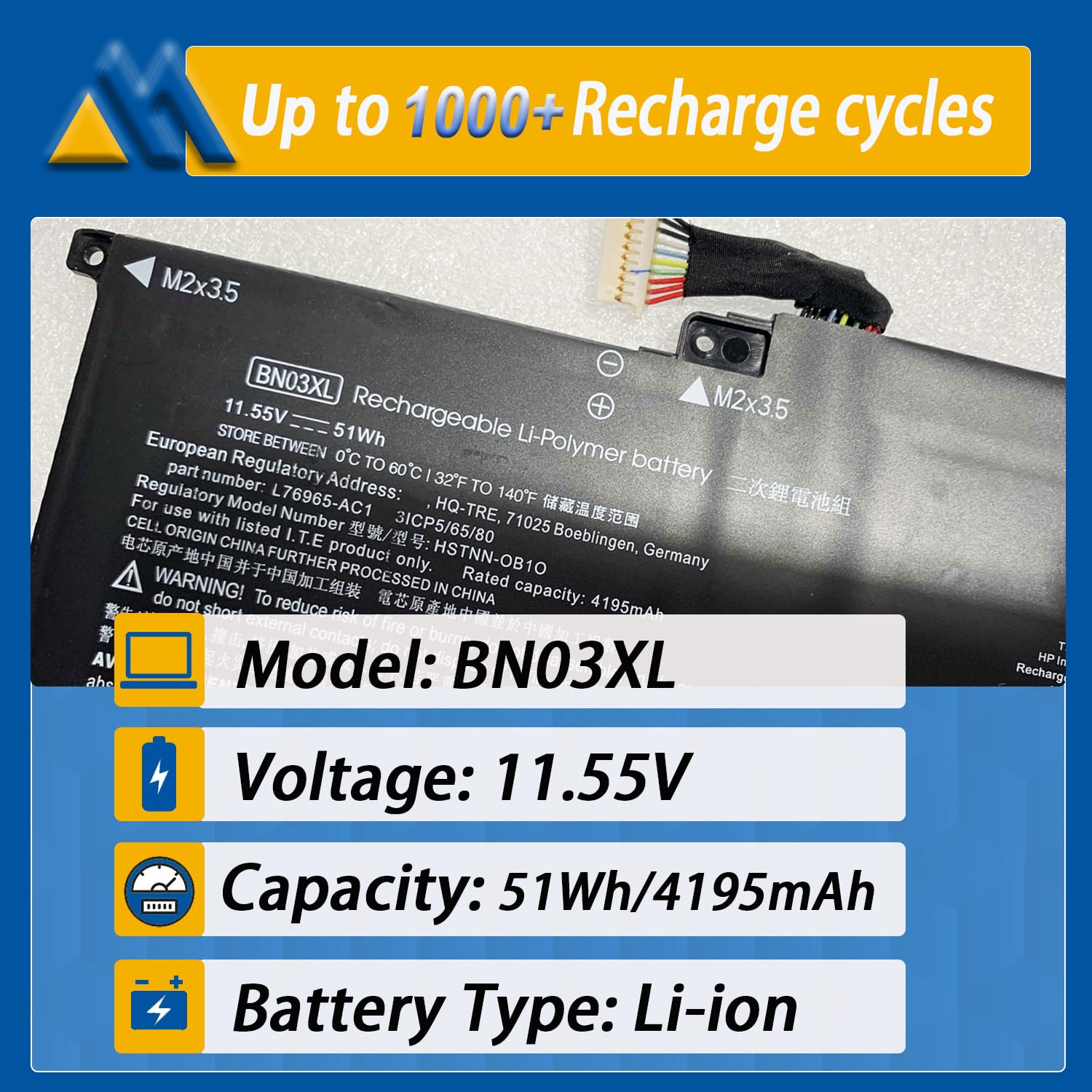 Amazon.com: Mobik BN03XL L77034-005 Laptop Battery Replacement for