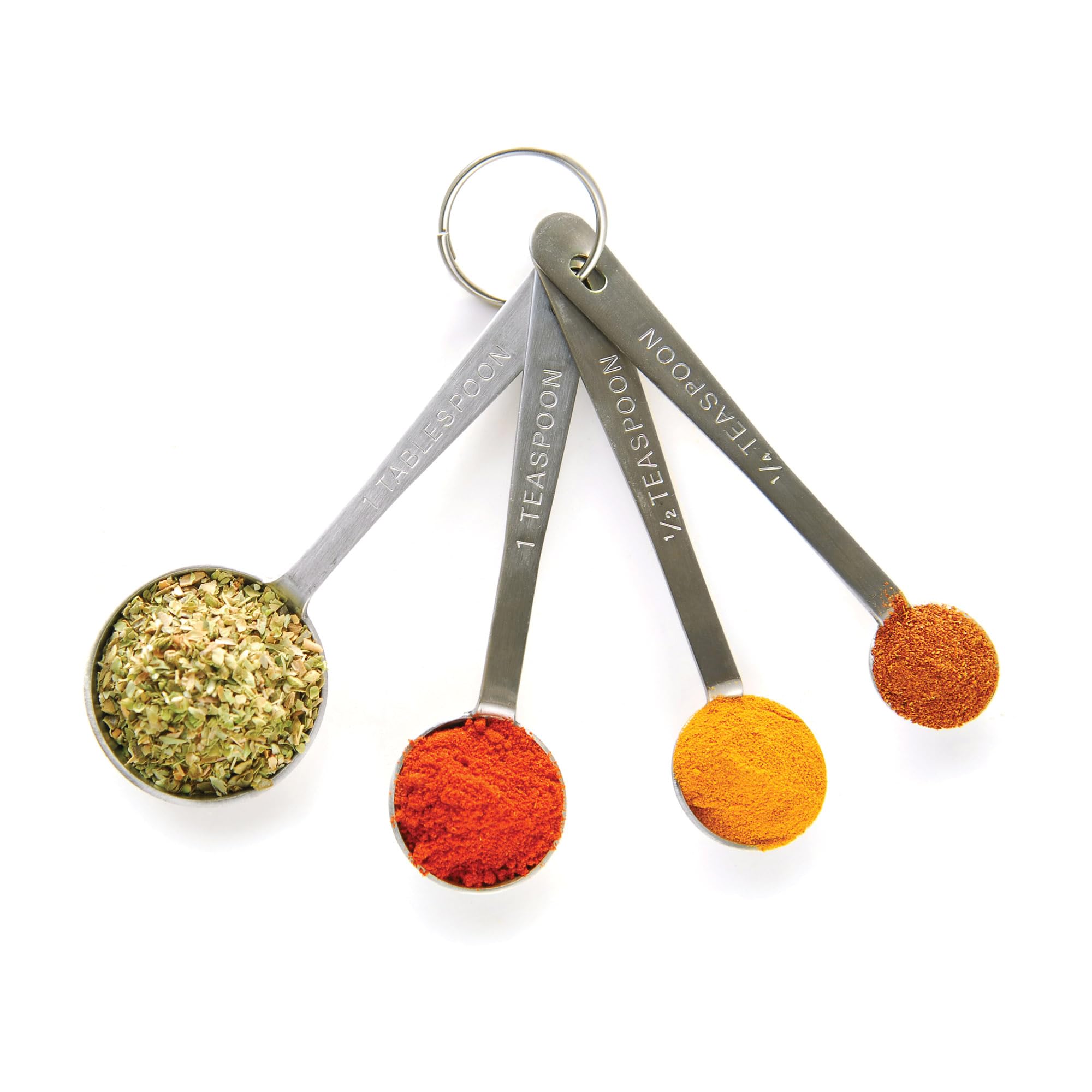 HIC Juego de cucharas medidoras de acero inoxidable Juego de 4 cucharas medidas. - plata