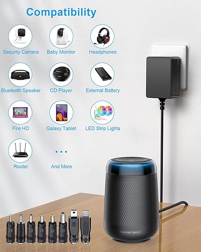 Miniatura 4 de SoulBay Adaptador de fuente de alimentación de 5 V 2 A, 10 W, AC100-240 V a CC, cable de carga versátil de 5 voltios de 2 amperios con 8 enchufes