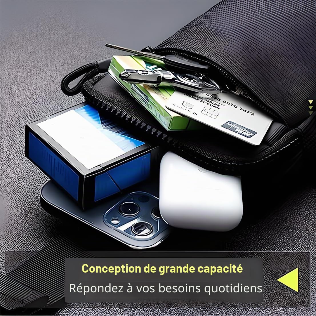 Amacoam Sac Bandoulière étanche Sport Sling Crossbody Nylon Noir 7.5"