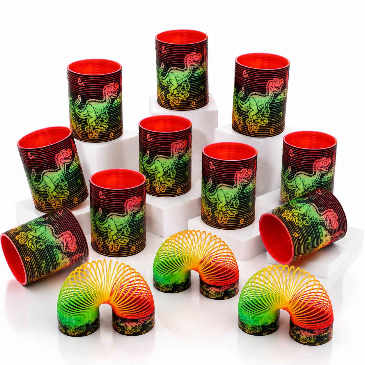 SRV Hub Dinosaur Slinky Toys for Kids,10Pcs Allosaurus Spring Coil Toy Set, Mini Plastic Walking Spring, Party Bag Fillers, Birthday Party Favours, Stocking Fillers, Classroom Rewards, Novelty Gifts — image 1