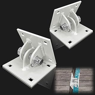 Stationary Floating Dock Connector Metal Dock Brackets Hardware Heavy Duty Dock Hinge Kit with 0.4" Holes, Antirust Coating T Style Backer Plate Boat Dock Accessorie