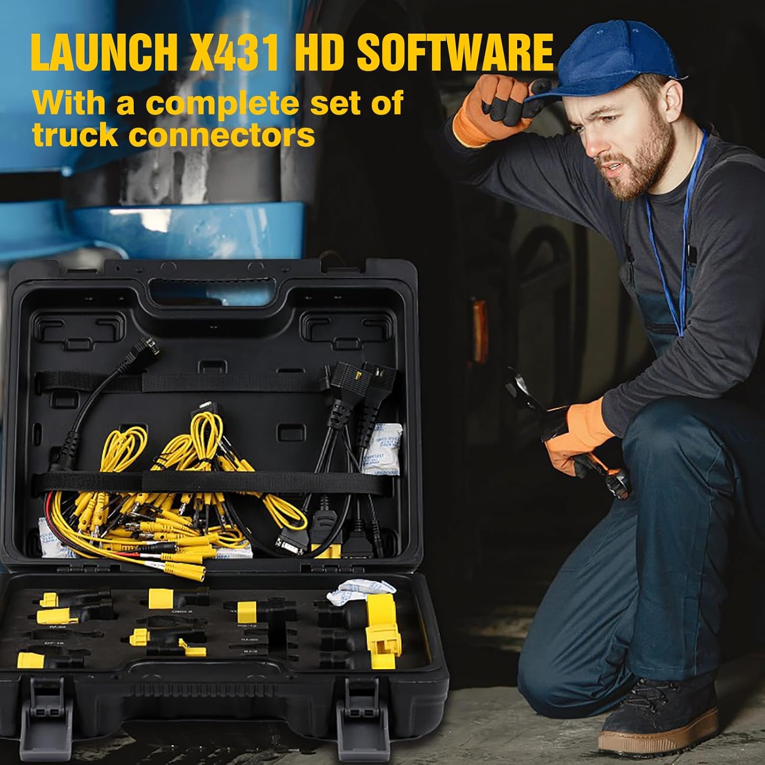 LAUNCH Heavy Duty Truck Software for X431 PRO3S+Elite, PRO5, PRO3 V+ Elite, Get Free Adapter Set, Heavy Duty Truck Diesel Diagnostic, Work with X431 ProS+ Series for 24V HD Trucks&Commercial Vehicles
