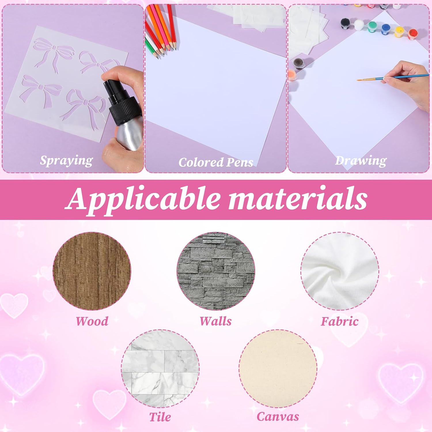 16 Pcs Reusable Bows Stencils for Painting, Bow Stencils