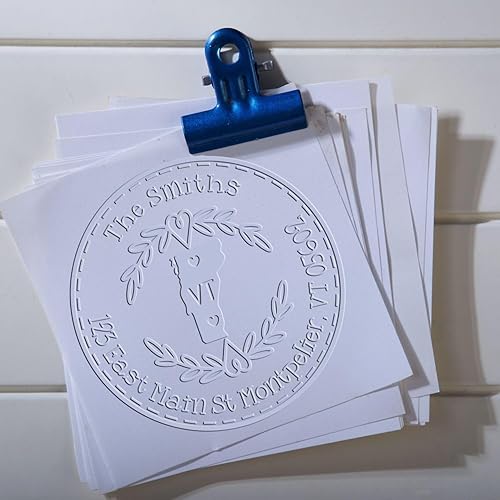 Miniatura 141 de Round State Love - Sello de dirección de devolución para Texas, uso con almohadilla de sello, mango de madera, sello de dirección de Texas