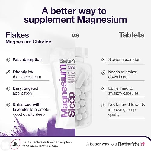 Miniatura 4 de BetterYou Magnesium Sleep Mineral Bath Flakes - Sales de baño minerales para la relajación muscular - Remojo muscular calmante para el dolor -