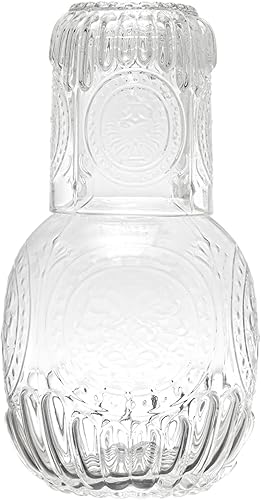 Creative Co-Op Vidrio grabado, jarra transparente