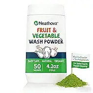 Fruit & Veggie Wash Powder, Natural Organic Produce Cleaner for Pesticides & Wax Removal, Baby Safe Eat Cleaner for Fruits & Vegetables, 50 Washes, 4.2oz (120g), Extra Matcha Powder & Tea Polyphenols