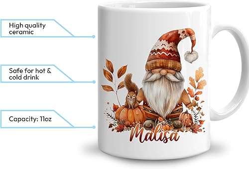 Miniatura 8 de Hyturtle Taza de gnomo personalizada para los amantes de los gnomos en cumpleaños o Navidad, regalos de gnomos para mujeres, taza de gnomo de otoño