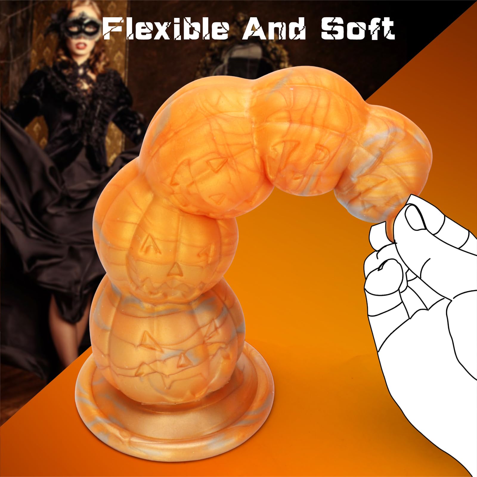Fantasy Monster Dildo, Anal Dildos Anal Beads for Men, 7.87 Inch Silicone Knot Dildo with Suction Cup, Realistic Dildos for Women, Soft Fat Ribbed G Spot Prostate Fake Penis, Adult Sex Toys: 7.87 Inch Big Pumpkin Dildo