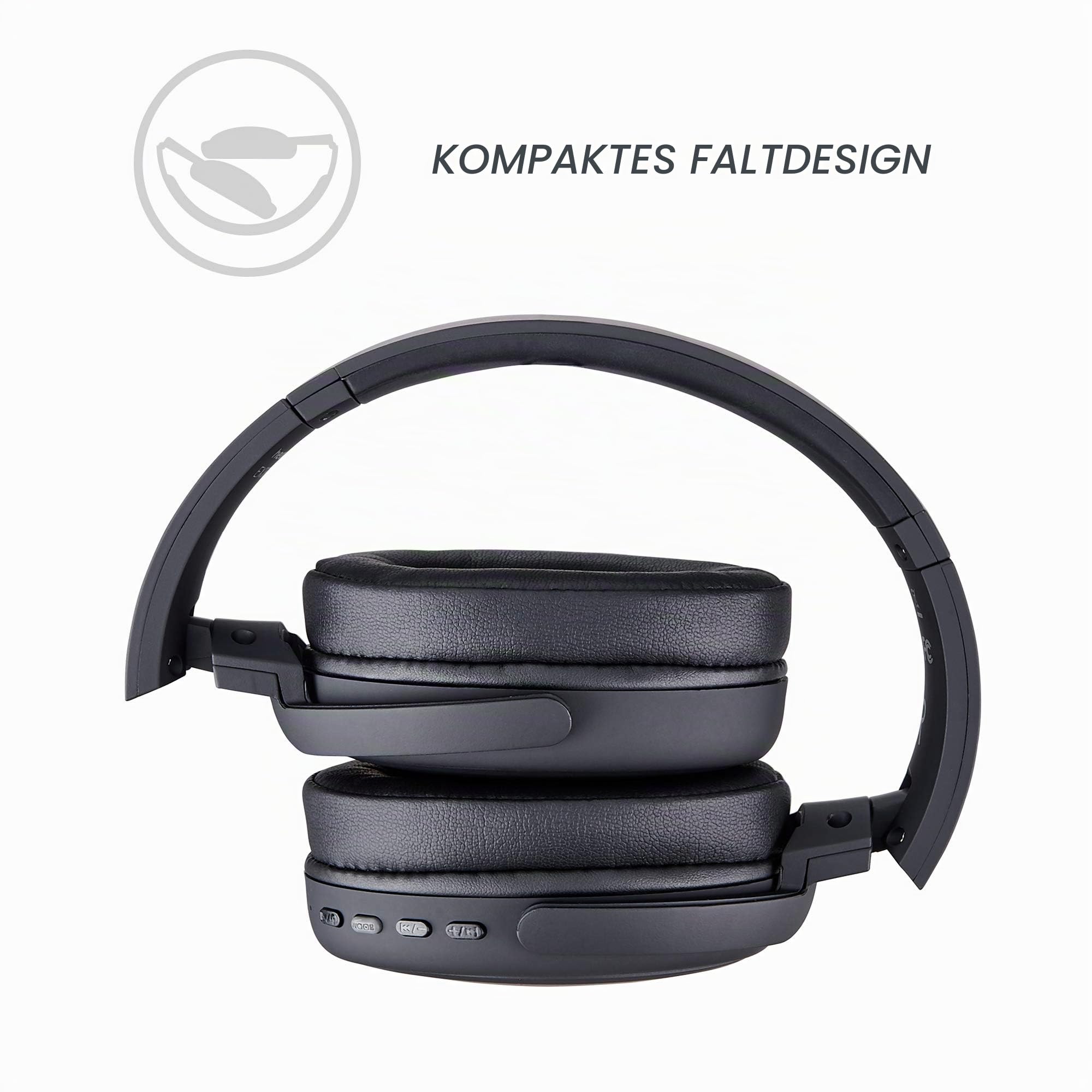 Boompods Headpods ANC Noise Cancelling Kopfhörer - Kabellose Over-Ear Bluetooth Kopfhörer mit Mikrofon, 12 Std-Akkulaufzeit und Pillowfoam Ohrpolster, Faltbares Design mit Reiseetui, Schwarz