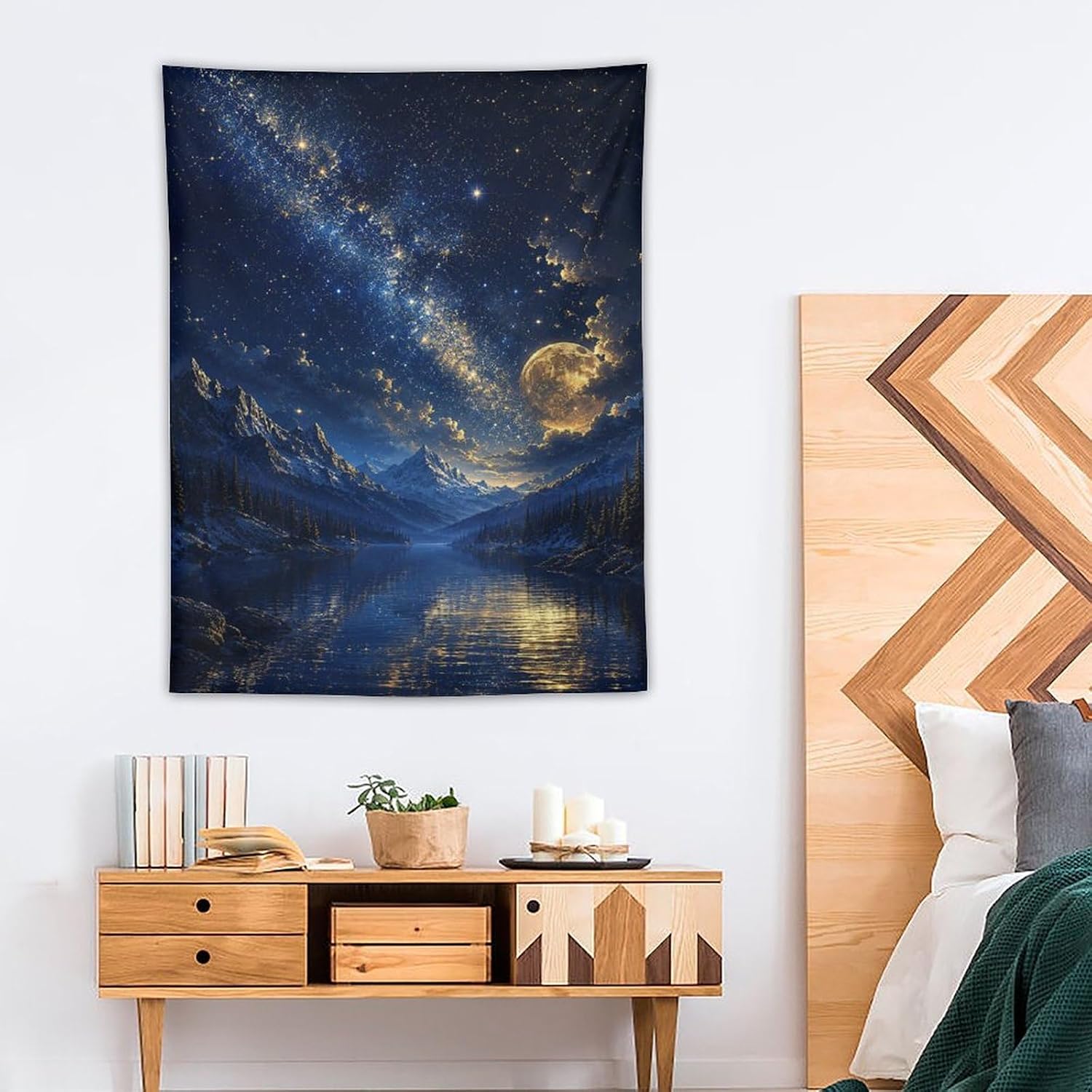 Lyngora Wall Tapestry for Bedroom Dorm Living Room Decor Moonlit Star Lake