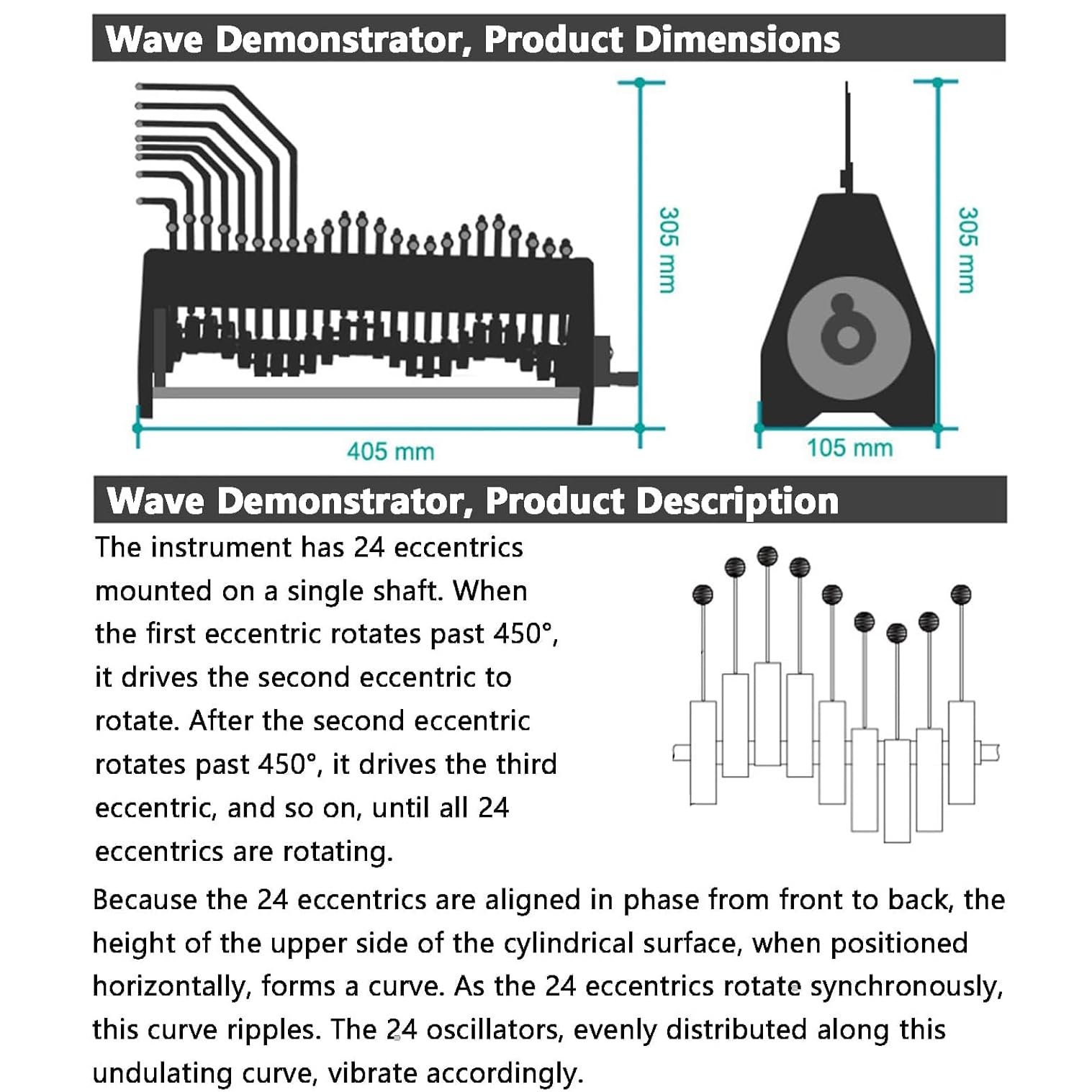 Handgekröpfter Wellendemonstrator für Physik-Unterricht, Längs- und Querbewegungsinstrument, Klassenzimmer, Wissenschaftsunterricht, Experimentierausrüstung