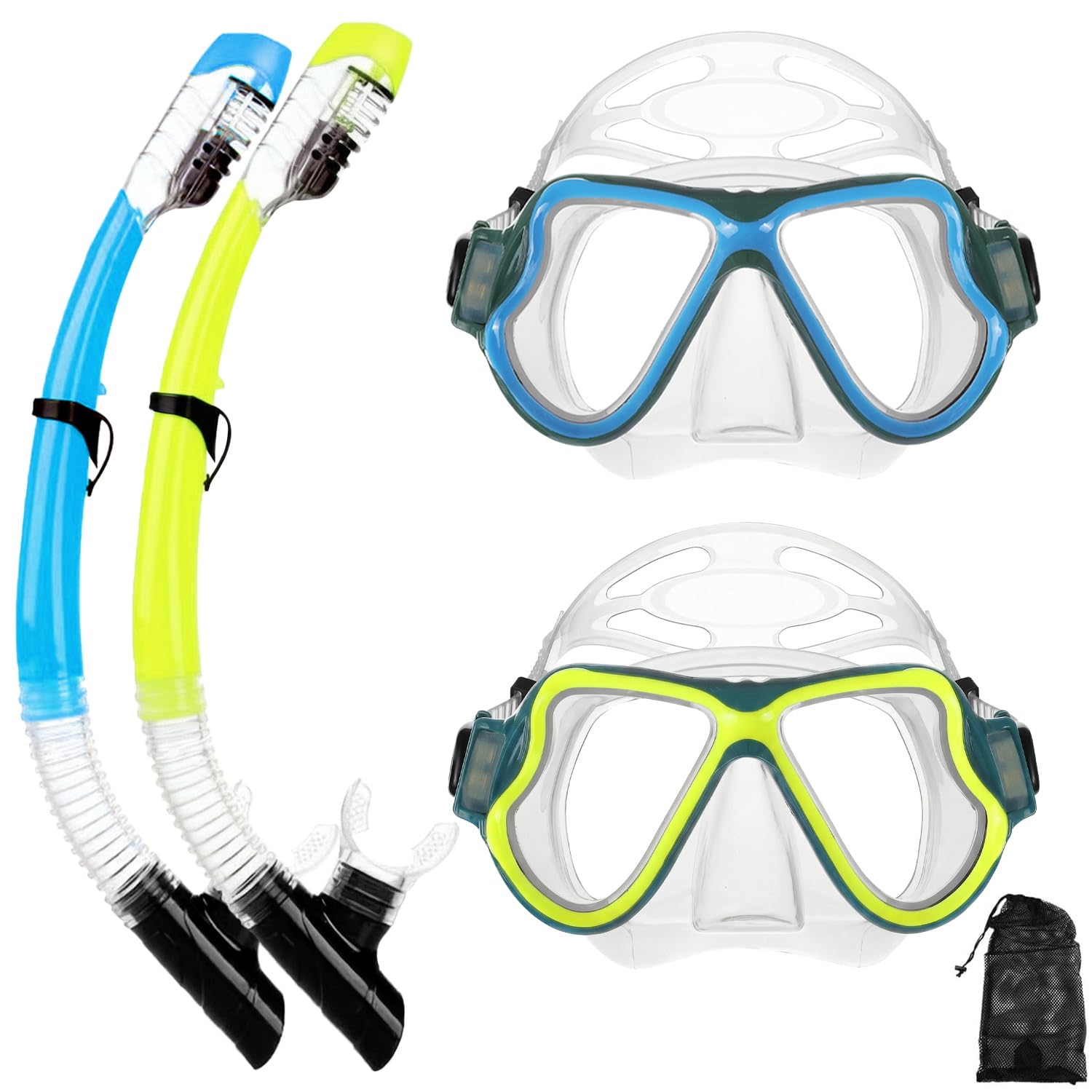 Equipo de esnórquel para adultos, jóvenes y niños, juego de máscara de esnórquel con parte superior seca, juego de máscara de buceo antivaho para adultos y jóvenes, máscara de buceo panorámica de
