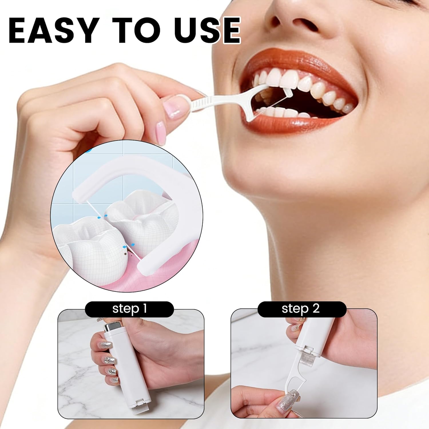 Portable Floss Dispenser with 100 Pcs Dental Floss, 2026 New Dental Floss Dispenser Dental Floss Picks Case, Refillable Automatic Travel Floss Pick Organizer Pocket Floss Boxes (3 Pcs Mix Color)