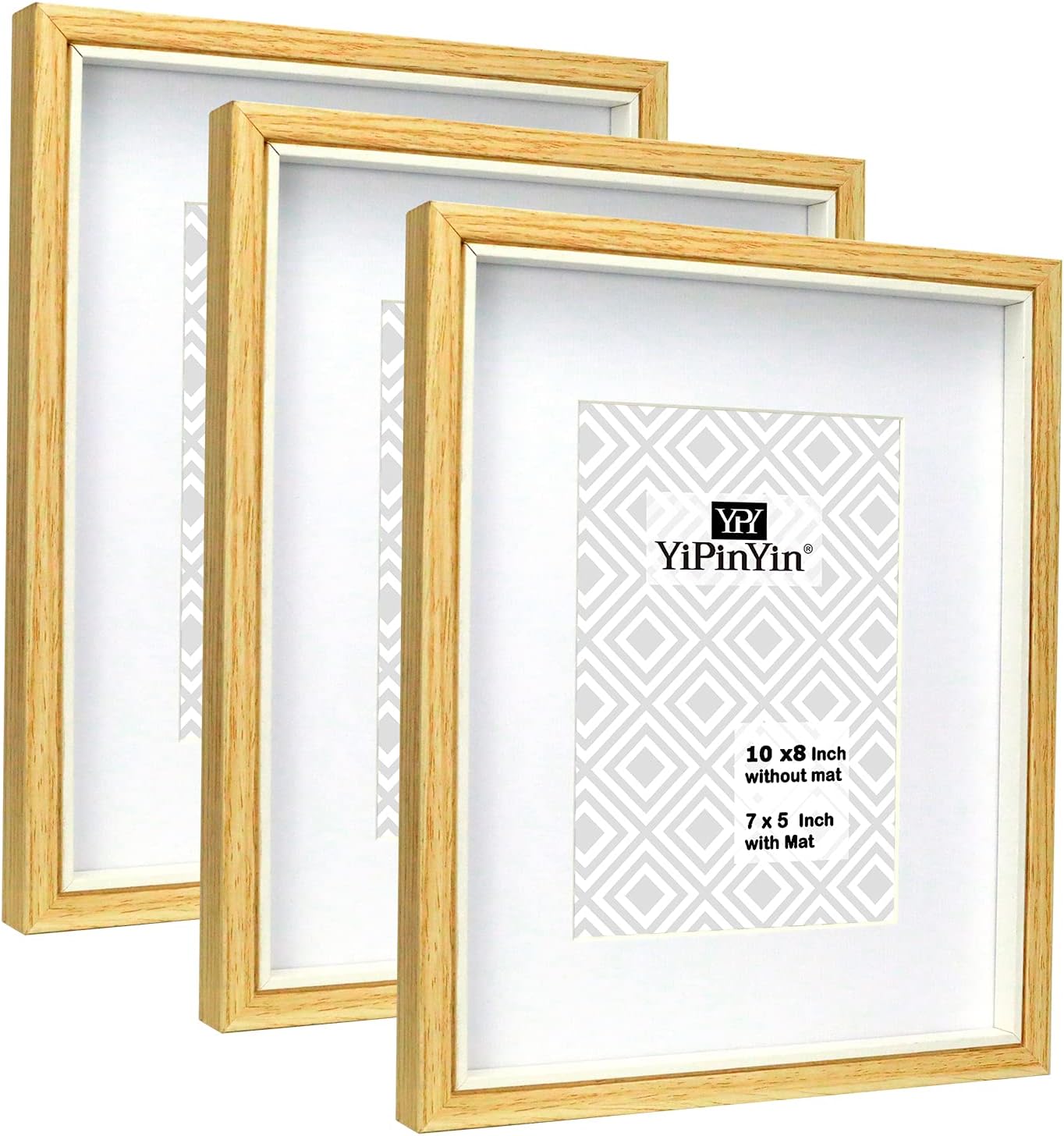 10x8'' Inch Wood & White Inaly Two Tone Picture Frames with Mount for 7