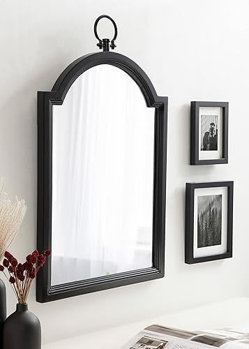 Miniatura 5 de Kate and Laurel Ohara - Espejo de arco tradicional de granja con lazo ornamental, 18 x 30 pulgadas, negro, espejo de pared arqueado vintage con