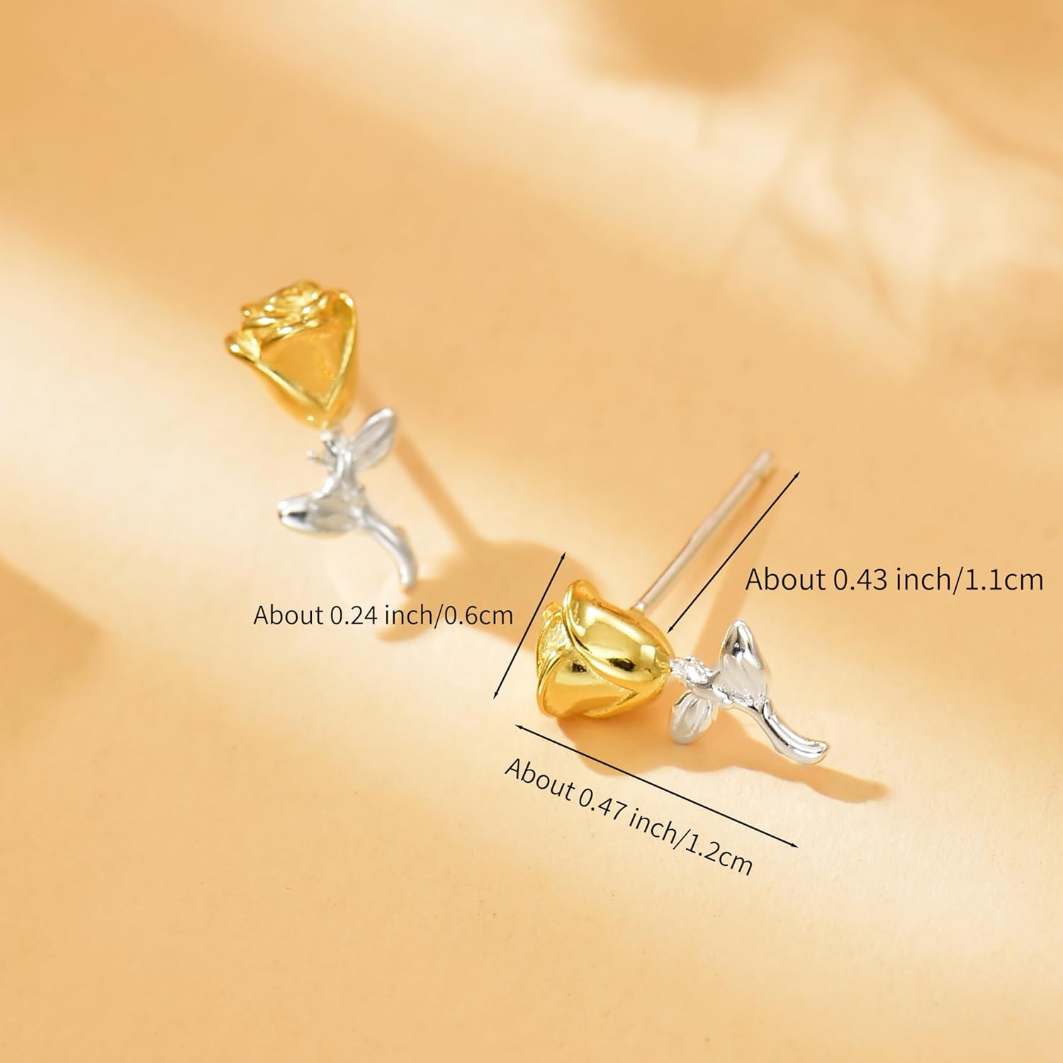 Rose Flower Earrings for Women 925 Sterling Silver 14K Gold Plated Stud Earrings for Women Cute Earrings Hypoallergenic Nickel Free Earrings Easter Jewelry Mothers Day Gifts for Mom