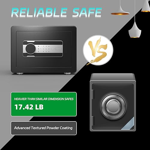 Miniatura 5 de Reemoon Caja de seguridad de acero con bloqueo de teclado electrónico, 0.8 pies cúbicos, caja fuerte para el hogar para dinero seguro, joyas,