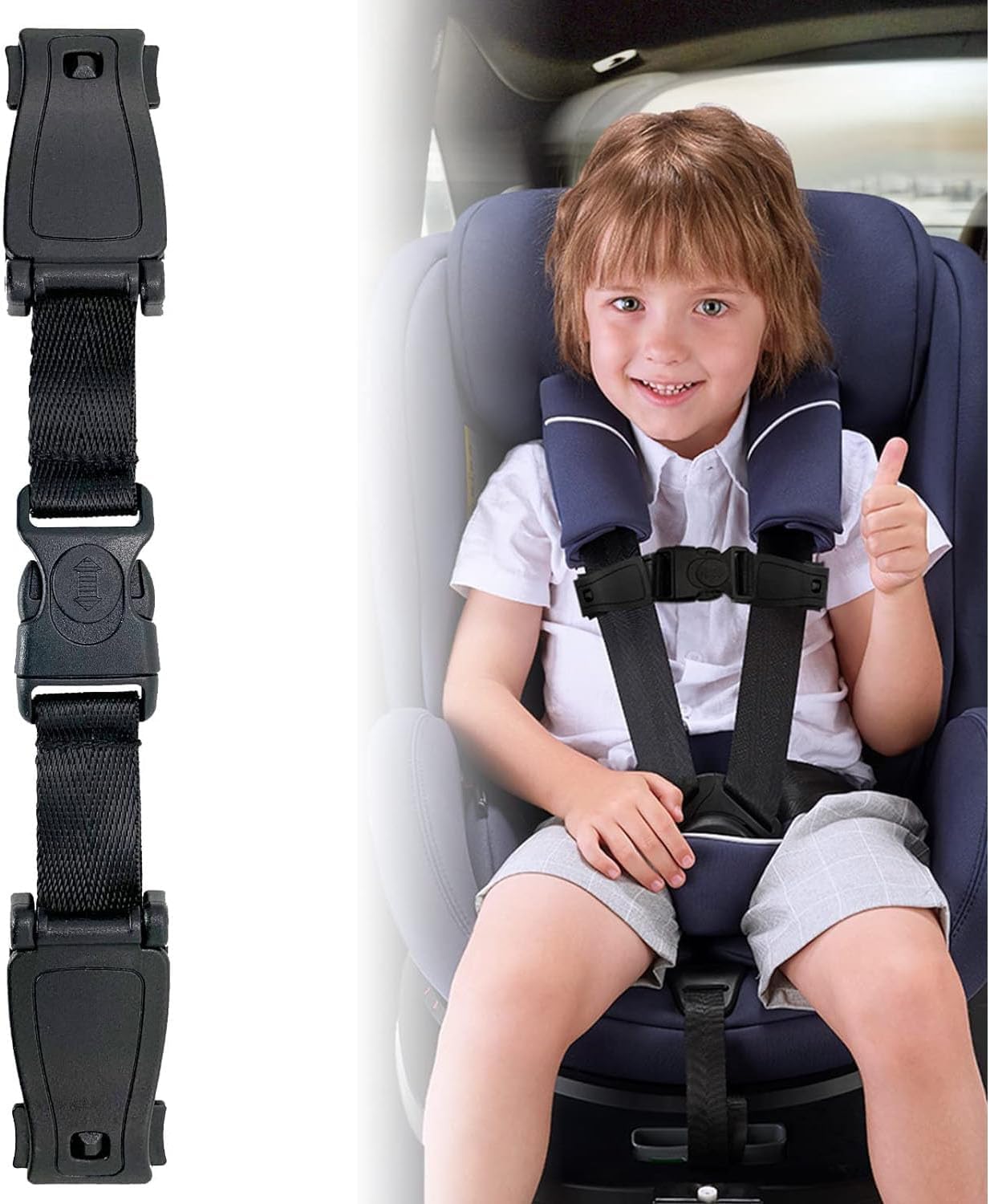 AputueChild Chest Harness Clip, Anti-Slip Baby Clip Buckle, 4cm Black Width Harness Car Seat Safety Belt Chest Clip, Made of Nylon PA66 Material, Guard Compatible with Seats, Strollers, School bags